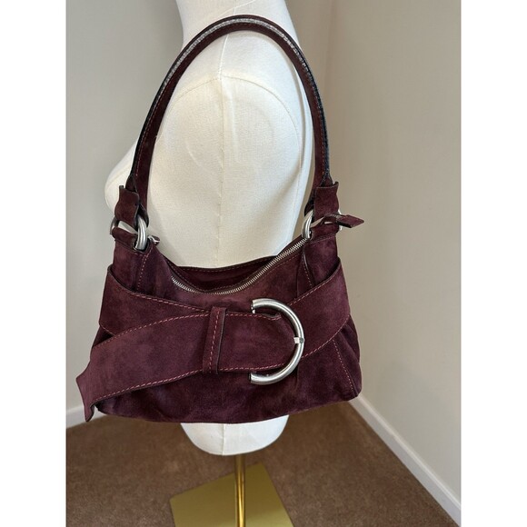 Vintage Andrea Mabiani Italian Suede Shoulder Bag – Bordeaux Wine  Made in Italy - Picture 7 of 16